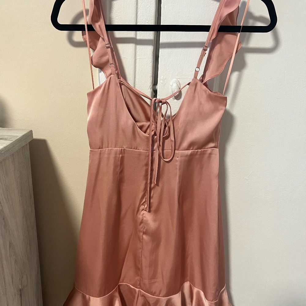 Astr Marla Flutter Strap Satin Minidress in Pink - Picture 5 of 5